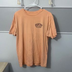 ron jon surf shop shirt, pinkish salmon color